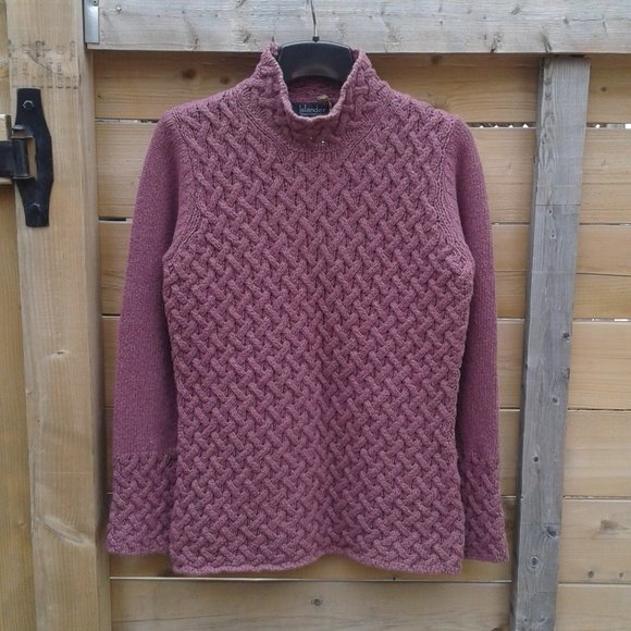 Rare! Islander dusty rose wool cashmere cable knit sweater - Picture 1 of 7